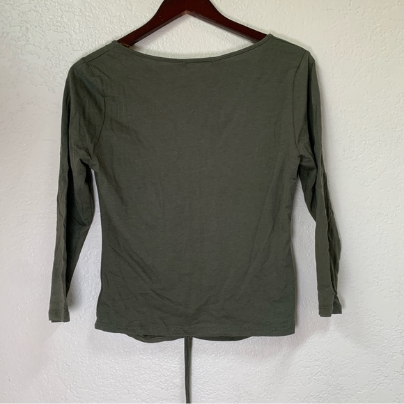 Heart & Hips Shirt Womens Large Olive Green Long Sleeve Top Cinch Drawstring - Picture 4 of 11